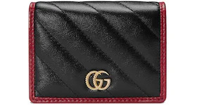 Gucci GG Marmont Card Case Wallet Diagonal Matelasse Black/Cerise