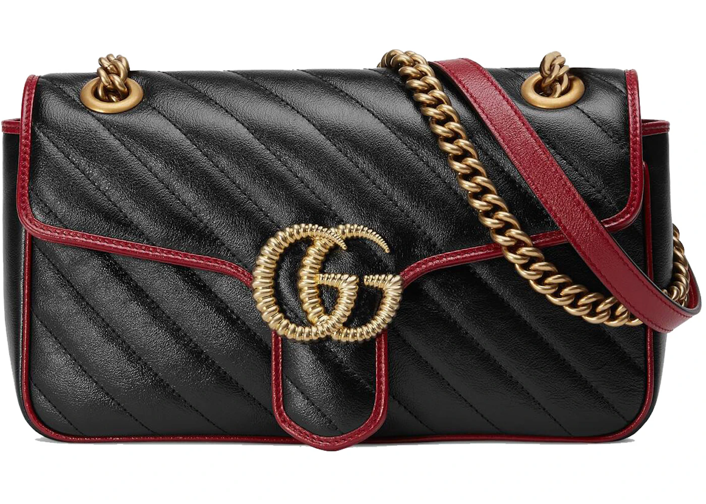 Gucci GG Marmont Shoulder Bag Diagonal Matelasse Small Black in Leather  with Gold-tone - US