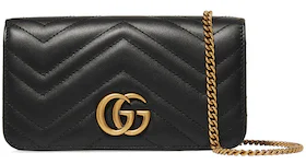 Gucci Marmont GG Shoulder Bag Quilted Leather Mini Black