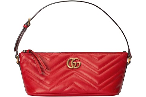 Gucci Marmont GG Small Shoulder Bag Red in Leather with Antique