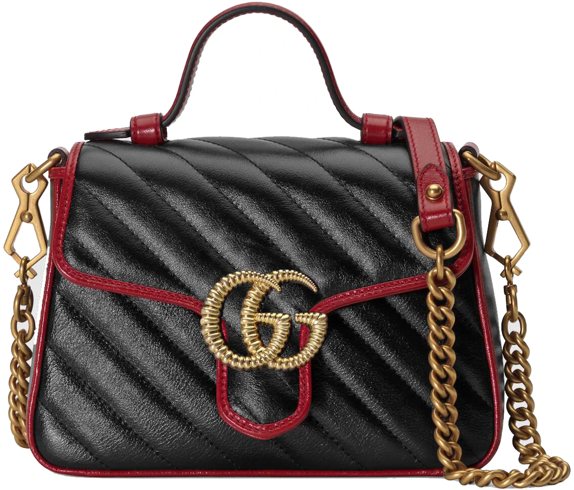 Gucci GG Marmont Shoulder Bag Diagonal Matelasse Small Black in Leather  with Gold-tone - US