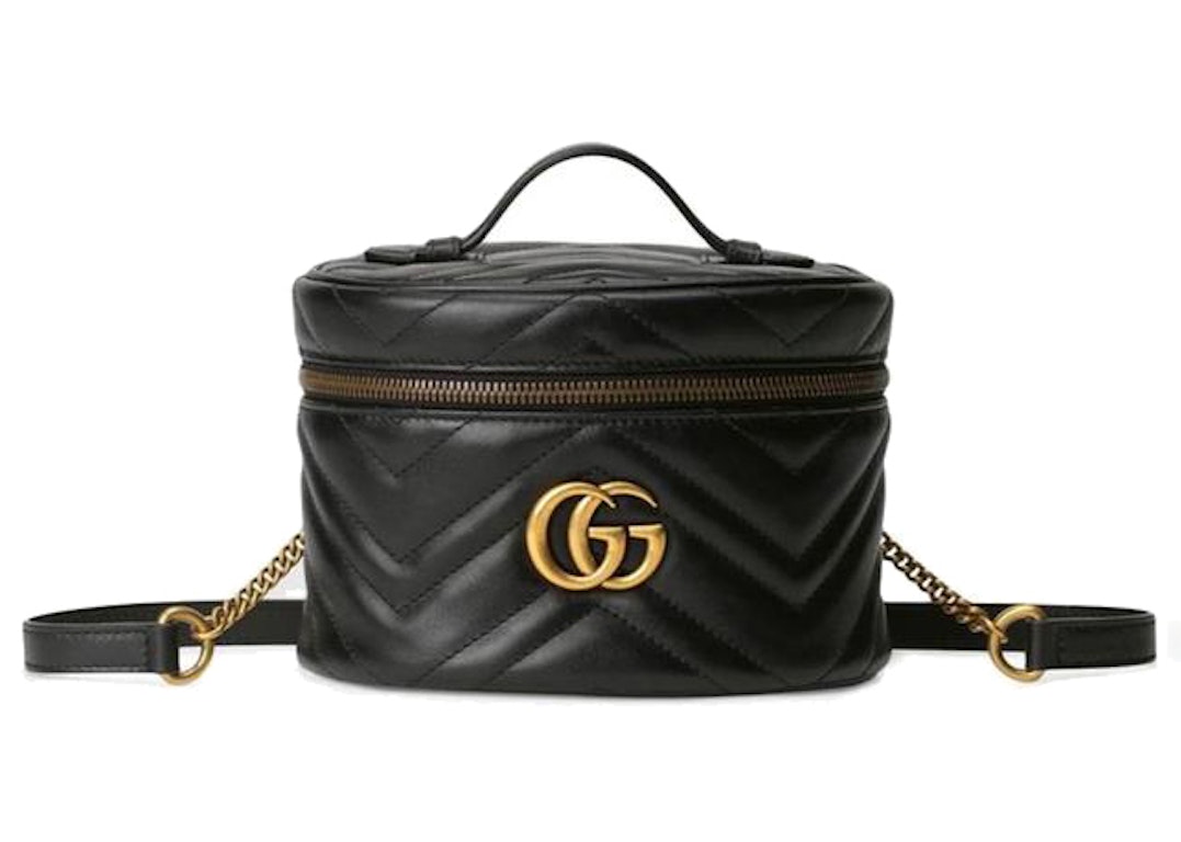 Pre-owned Gucci Marmont Gg Travel Backpack Black