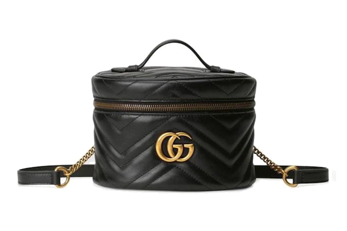 Pre-owned Gucci Marmont Gg Travel Backpack Black