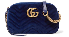 Gucci GG Marmont Crossbody Matelasse Velvet Small Cobalt Blue