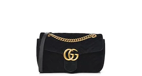 Gucci GG Marmont Shoulder Bag Velvet Small Black