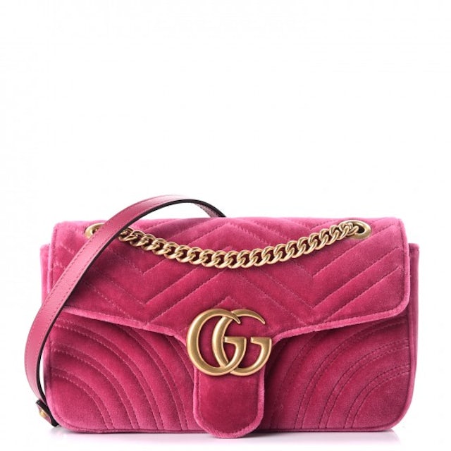 Gucci Marmont GG Red Velvet Shoulder Bag Small