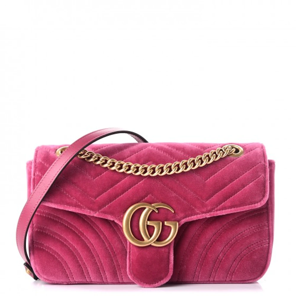 Gucci GG Marmont Matelasse Velvet Small in with Gold-tone - US