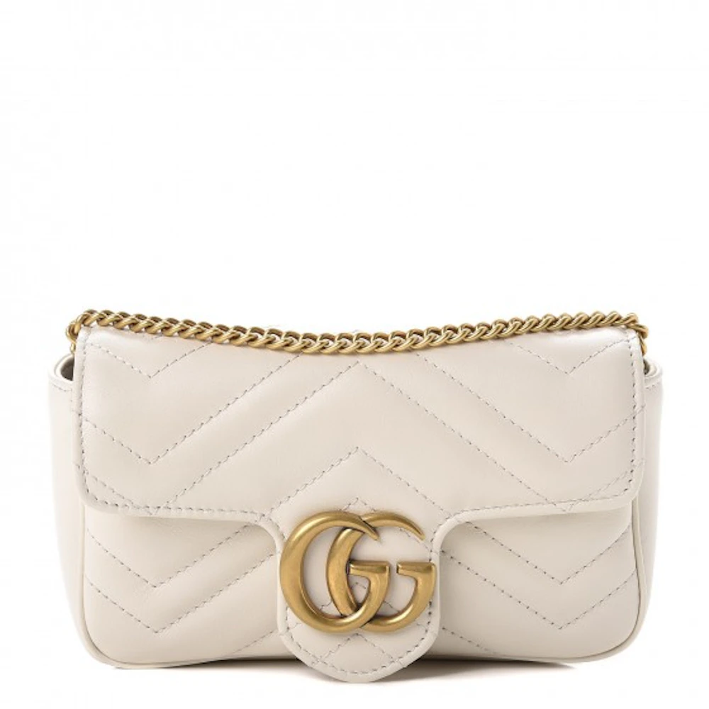 GG Marmont matelassé mini bag in white leather