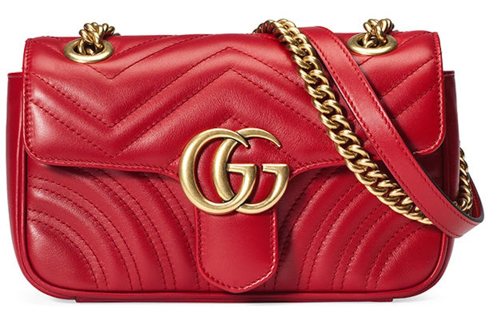 Gucci GG Marmont Matelasse Super Mini Bag Red in Leather with