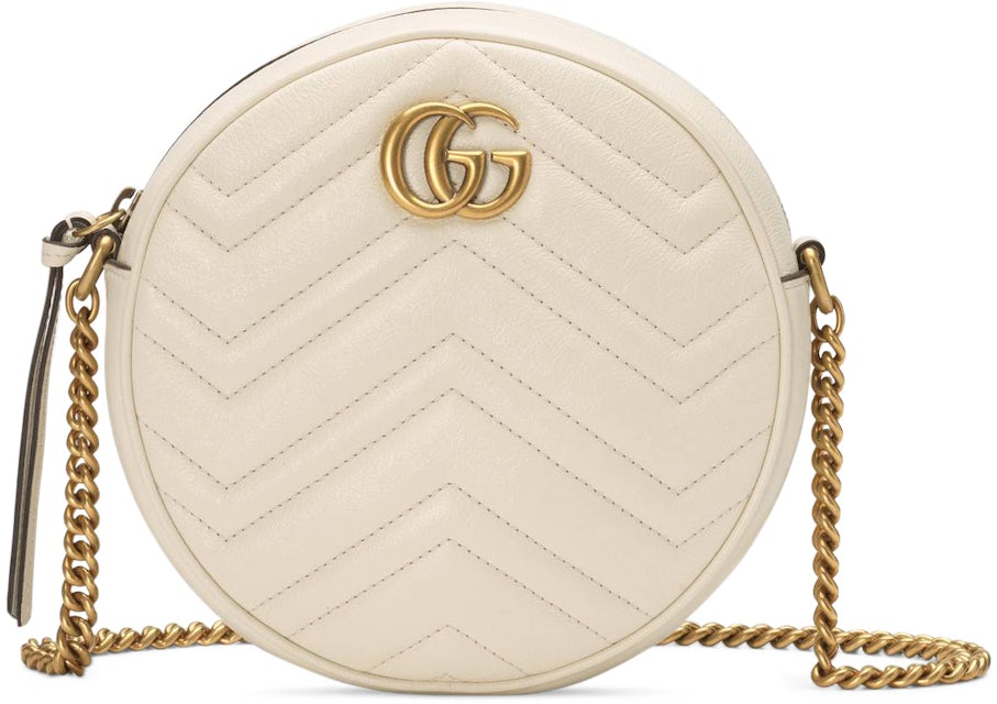 Gucci GG Marmont Round Shoulder Bag Mini White in Matelasse Leather with  Antique Gold-tone - US