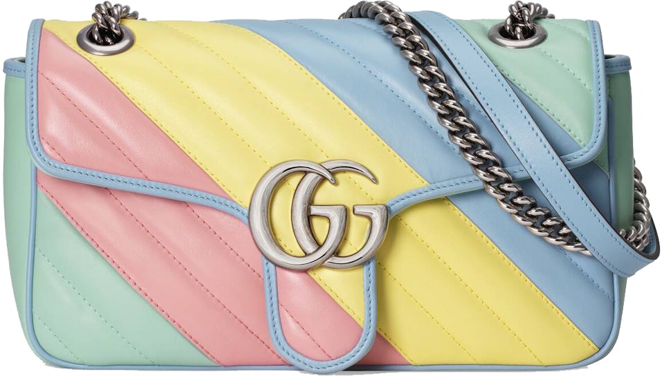 Gucci Marmont Shoulder Bag GG Small Pastel Multicolor in Matelasse Calfskin  Leather with Palladium-tone - US