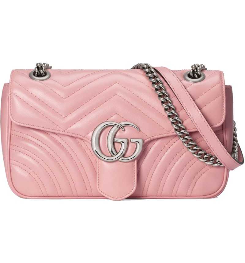 Bolso de hombro Gucci Marmont GG Pequeño Rosa Pastel in Matelasse
