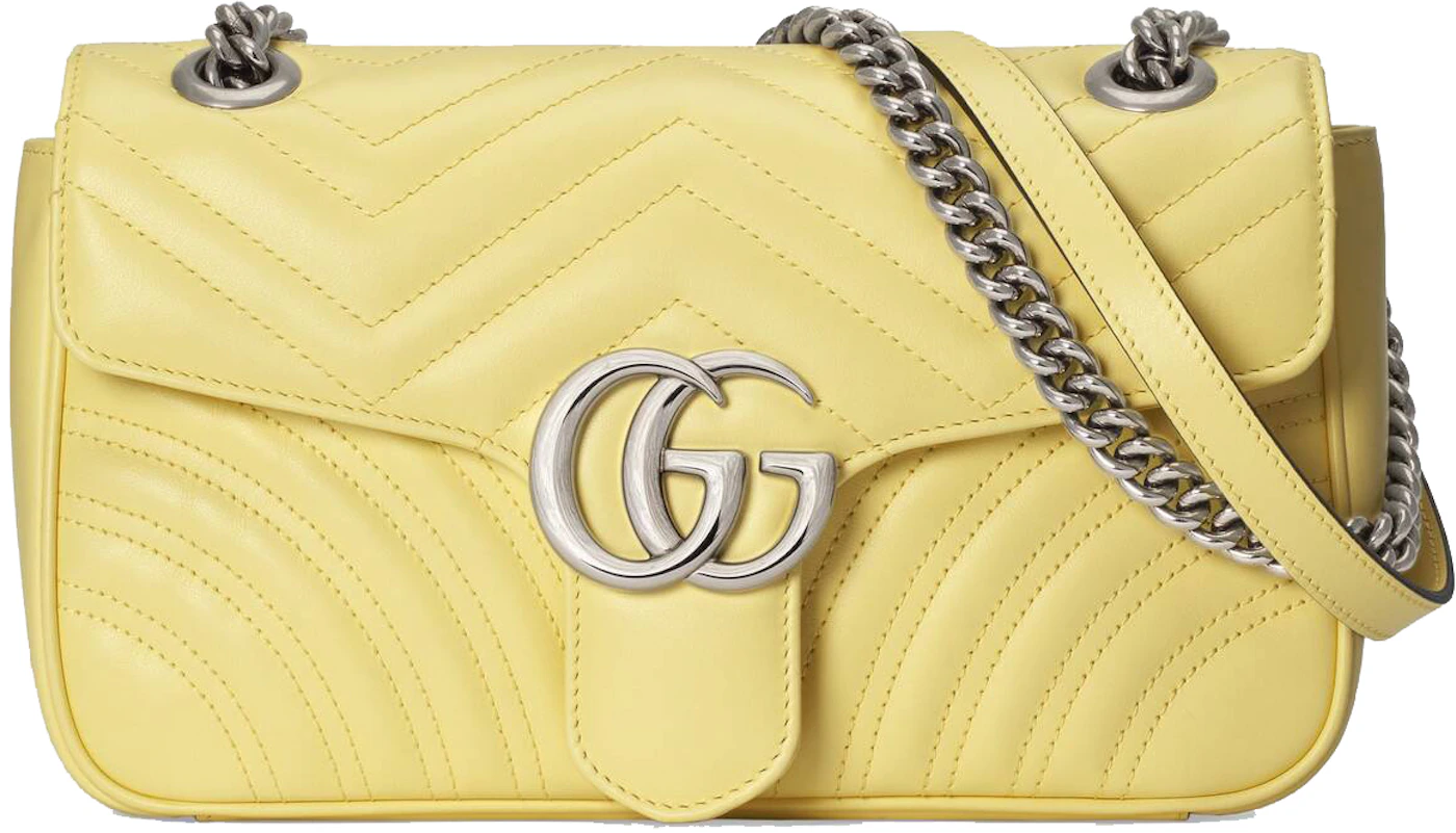 Gucci Marmont Shoulder Bag GG Small Pastel Yellow in Matelasse