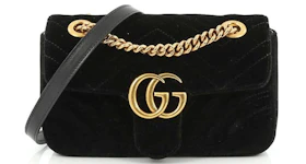 Gucci GG Marmont Velvet Matelasse Mini Black