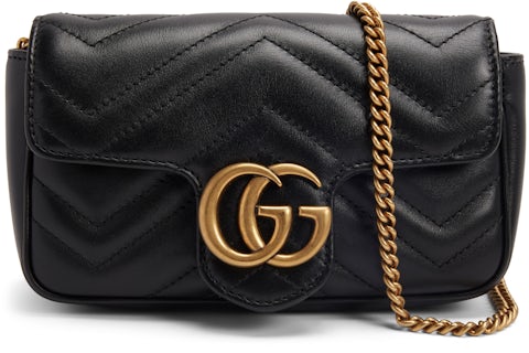 Gucci GG Marmont Matelasse Super Mini Bag Black in Leather with