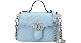 Gucci Marmont Top Handle Bag GG Mini Pastel Blue