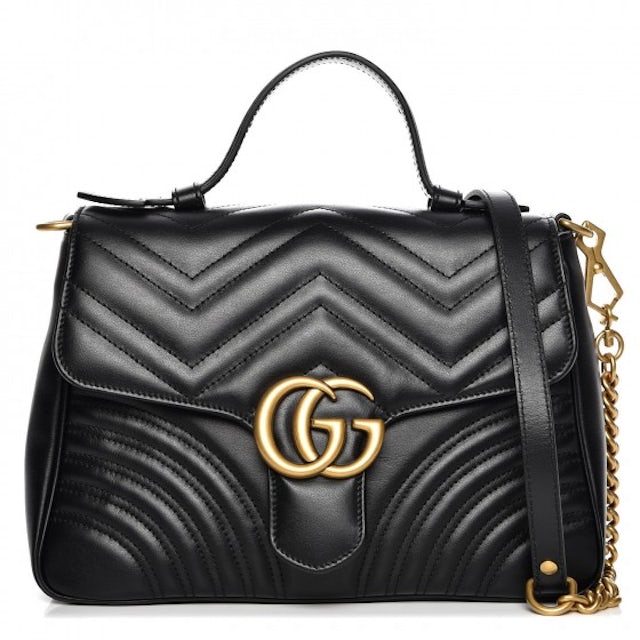 GG Marmont mini top handle bag in black leather