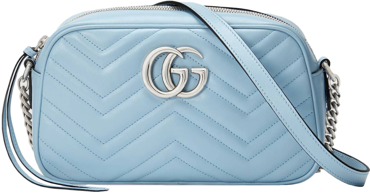 Gucci Marmont Zip Around Shoulder Bag GG Small Pastel Blue in Matelasse  Calfskin Leather with Palladium-tone - US