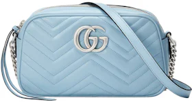 Gucci Marmont Zip Around Shoulder Bag GG Small Pastel Blue