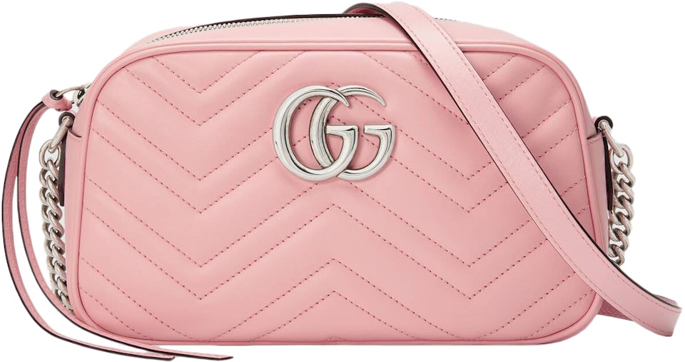 Gucci Marmont Zip Around Shoulder Bag GG Small Pastel Pink in