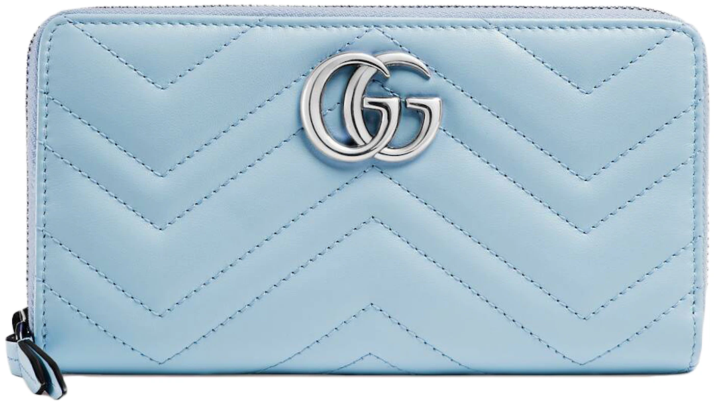 What Goes Around Comes Around Gucci Blue Canvas French Zip Around Wallet