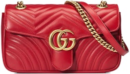 Gg marmont velvet crossbody bag Gucci Red in Velvet - 35395657