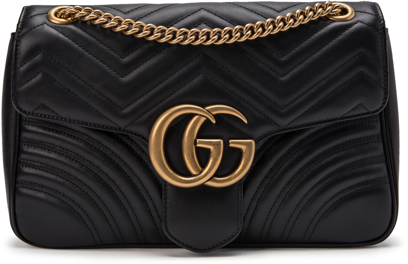 Gucci - GG Marmont Medium Studded Matelassé Shoulder Bag Black