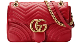 Gucci GG Marmont Shoulder Bag Matelasse Medium Hibiscus Red