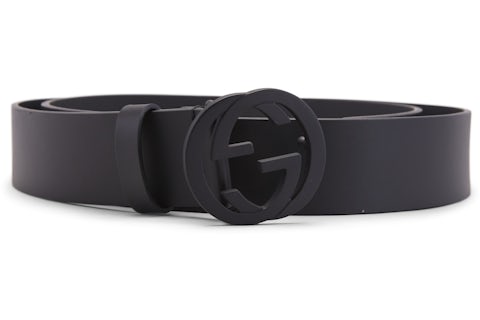 Gucci Matte Black Interlocking G Belt Leather Black in