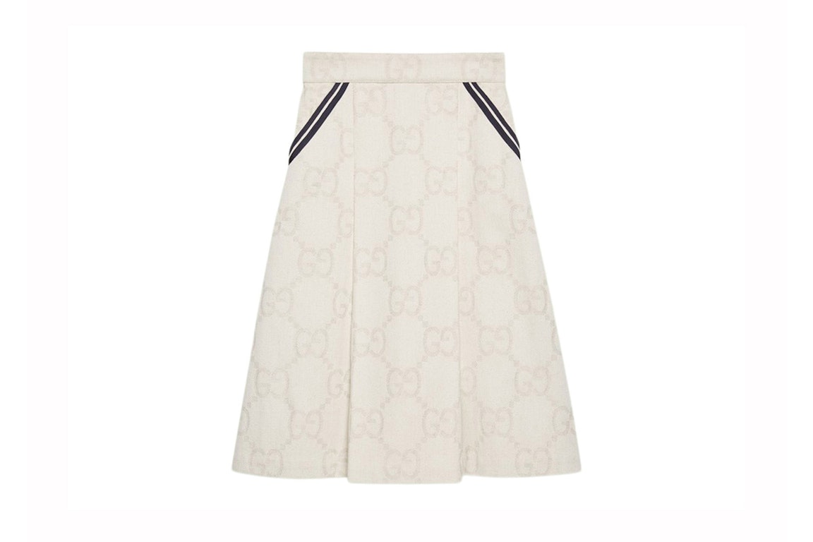Pre-owned Gucci Maxi Gg Skirt White