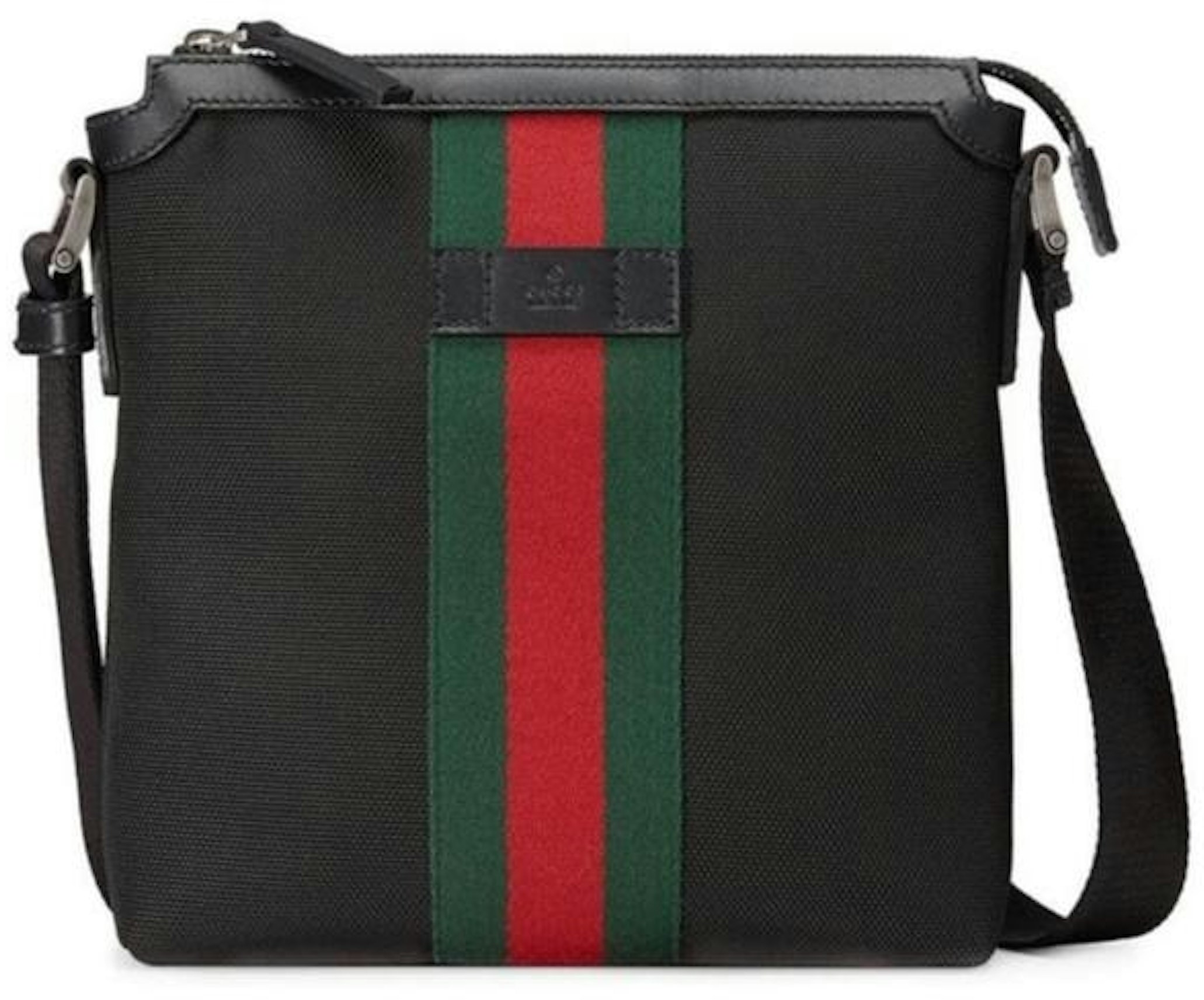 Gucci Messenger Bag Black in Canvas/Leather with Palladium-tone -
