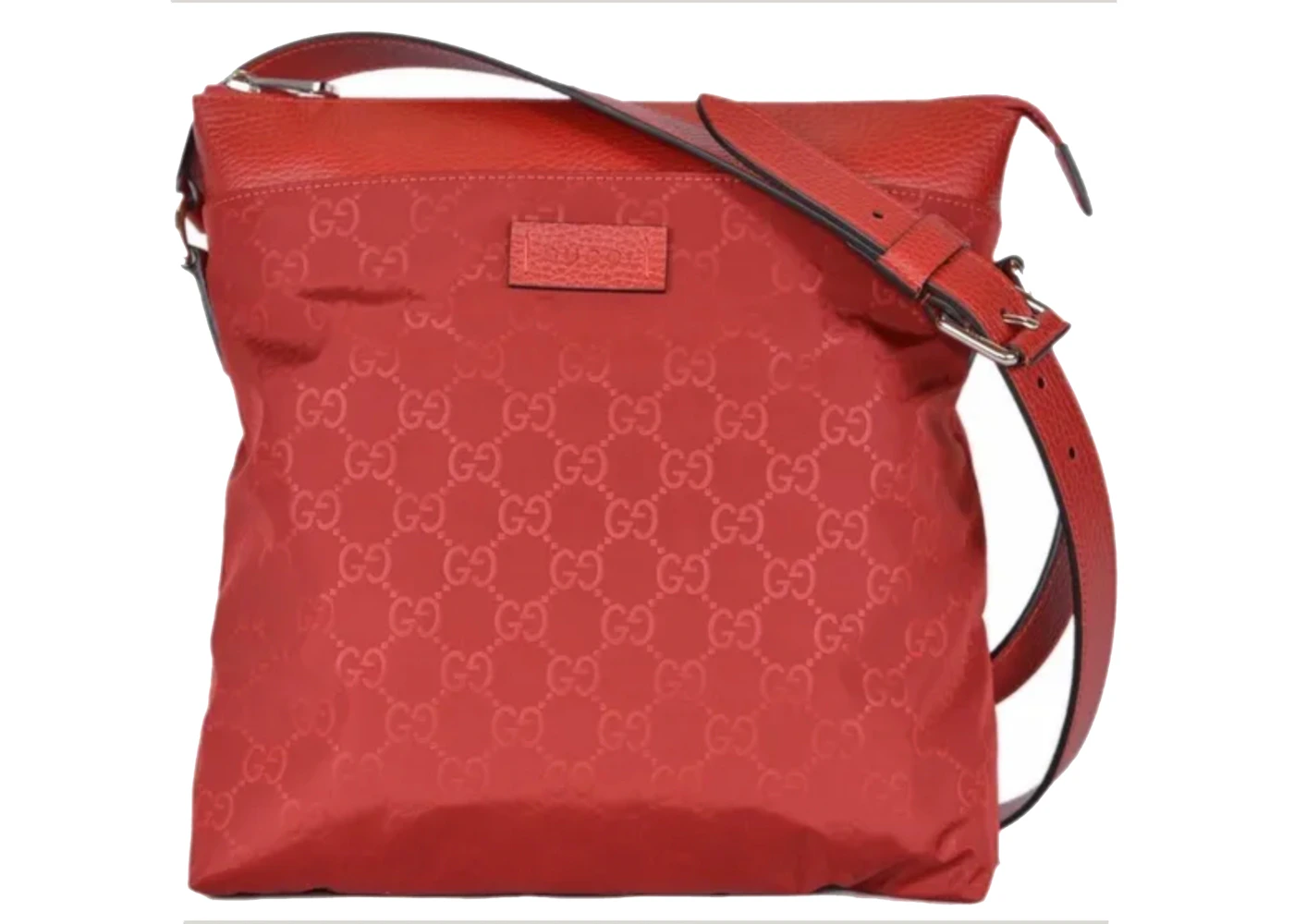 Gucci Messenger Bag GG Nylon Red in Nylon/Leather with Silver-tone - US