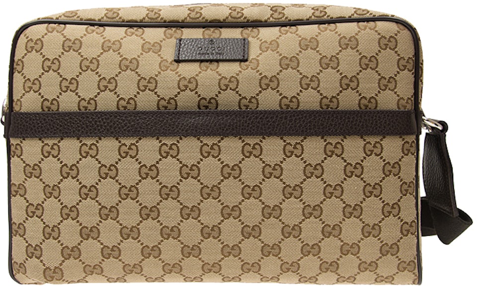 Gucci Messenger Bag GG Supreme Beige/Brown in Canvas/Leather with  Silver-tone - US