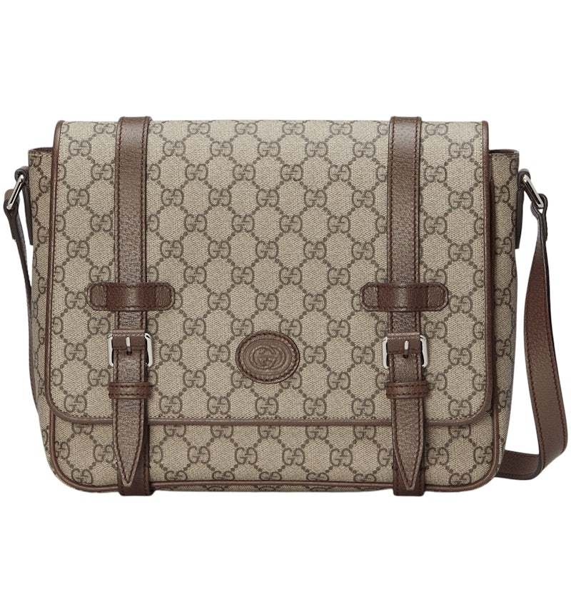 Sac messager Gucci GG Supreme Canvas Beige/Ébène with Silver-tone