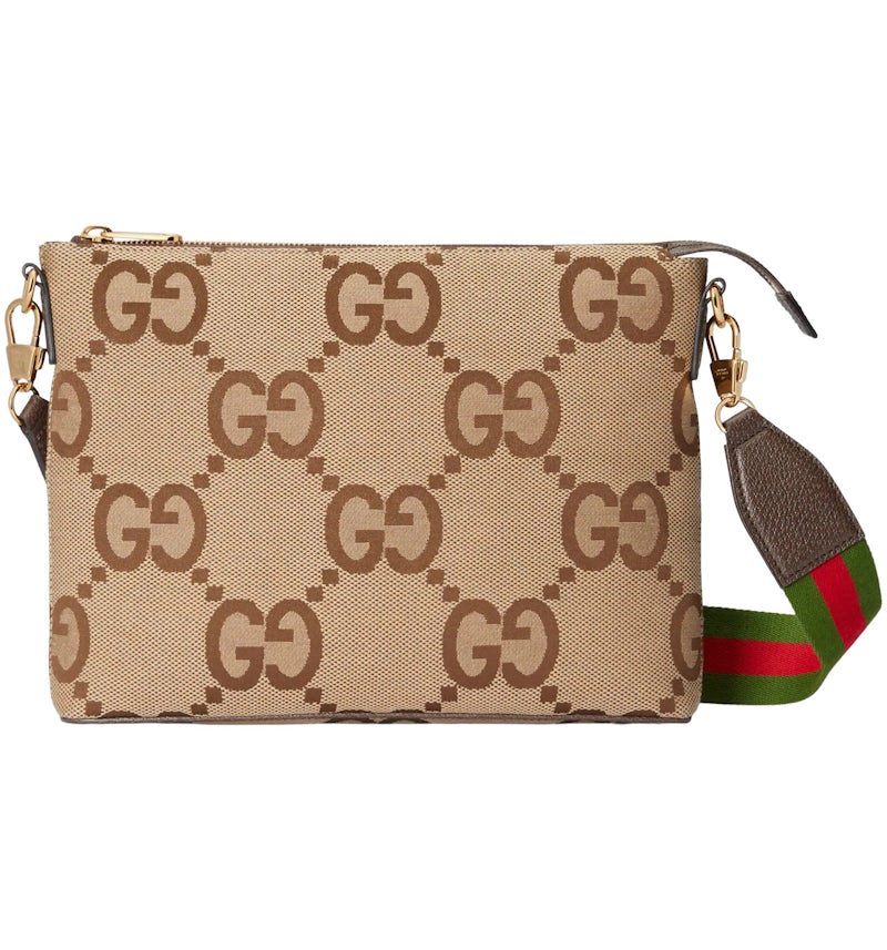 Sac messager Gucci Jumbo GG Camel/Ébène with Gold-tone de la