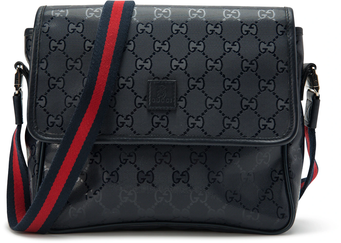Gucci Messenger Gg Imprime Web Strap Small Navy Blue In Imprime With Silver Tone