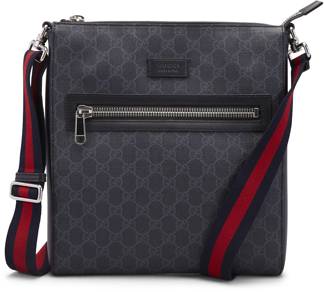 Gucci Messenger GG Supreme Black/Grey in Canvas/Leather with Palladium ...