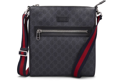 Gucci Messenger GG Supreme Black/Grey in Canvas/Leather with