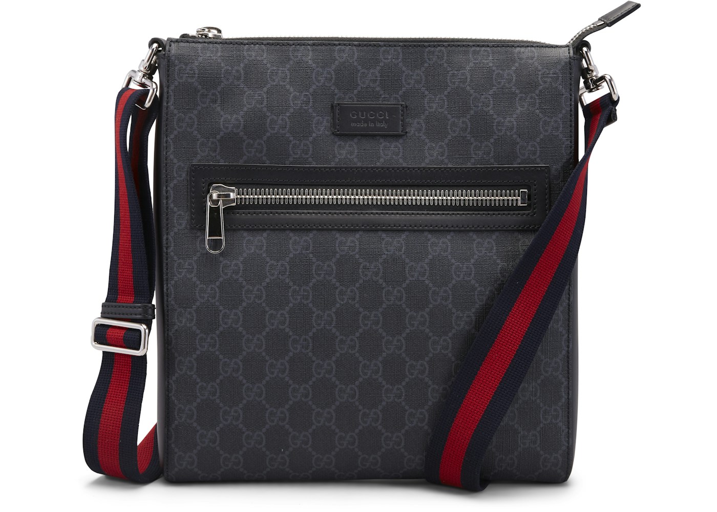 Gucci Messenger Gg Supreme Black Grey In Canvas Leather With Palladium Tone