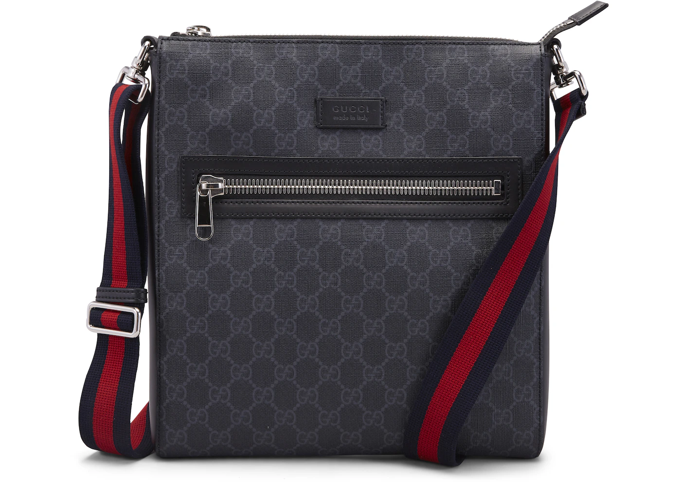 Gucci Messenger GG Supreme Black/Grey in Canvas/Leather with Palladium ...