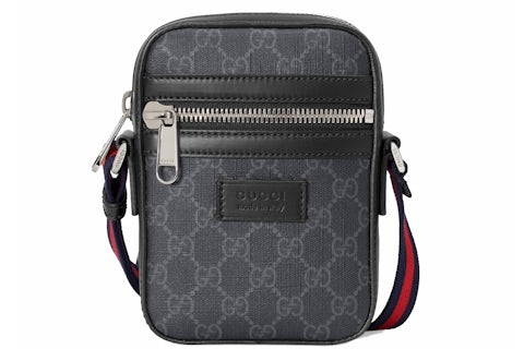 Gucci Messenger GG Supreme Blue/Red Web Small Black in Coated
