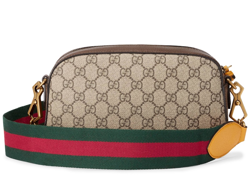 Gucci Messenger GG Supreme Green Red Web Strap Brown Yellow