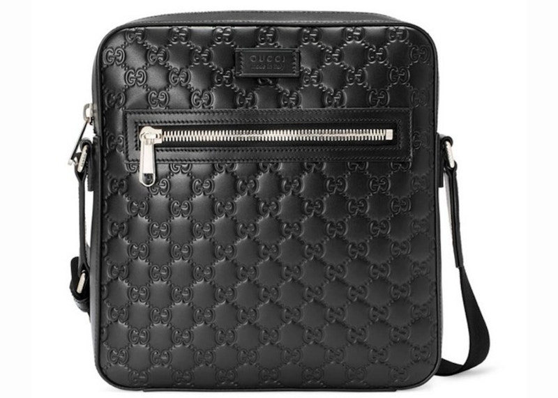 Gucci Messenger Guccissima Black in Leather with Silver tone JP