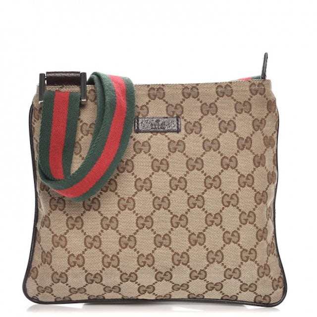 Gucci Boston Bag Vintage Web Stripe Navy GG Supreme Canvas Leather Trim