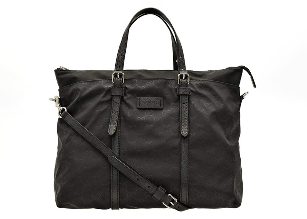 Pre-owned Gucci Micro Gg Ssima Nylon Crossbody Bag Black
