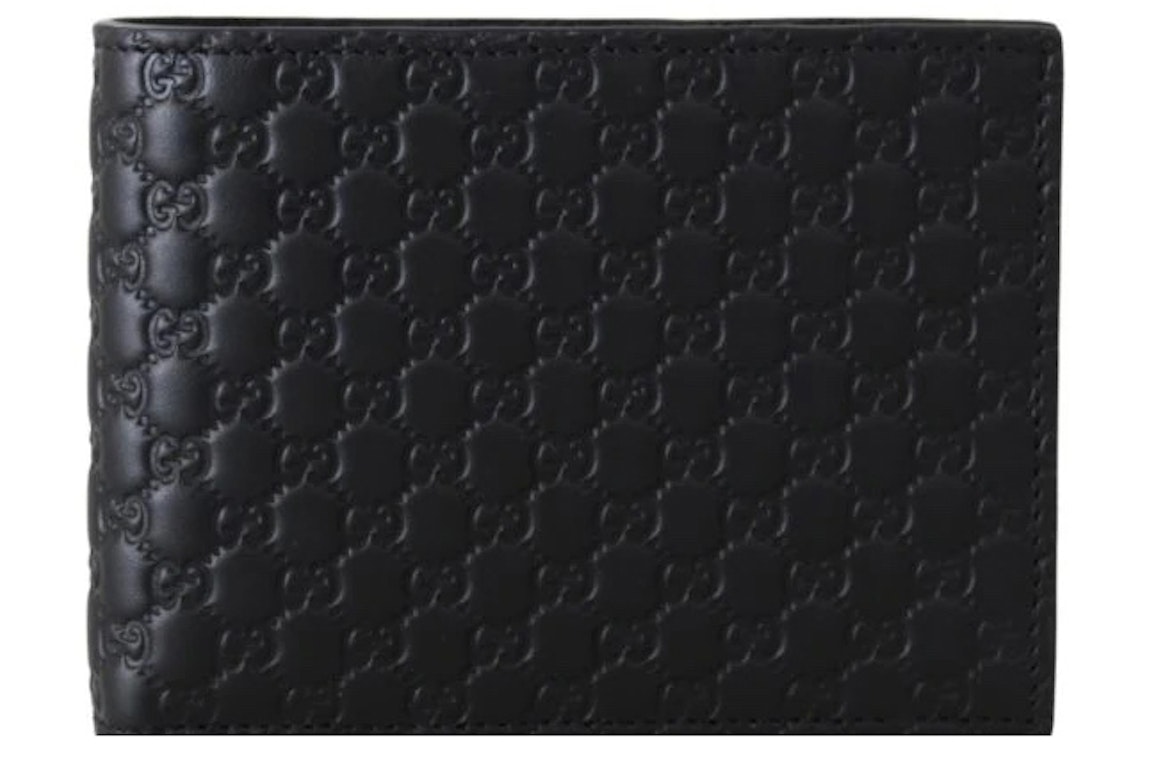Pre-owned Gucci Microssima Bifold Wallet Microssima Black