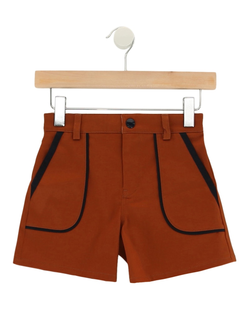 Pre-owned Gucci Midrise Contrast Piping Shorts In Brown