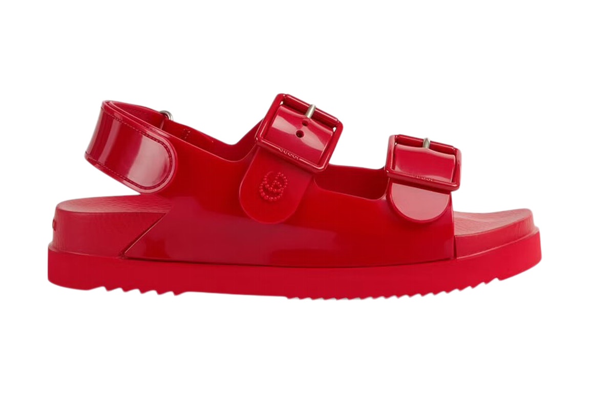 Pre-owned Gucci Mini Double G Sandal Red Rubber