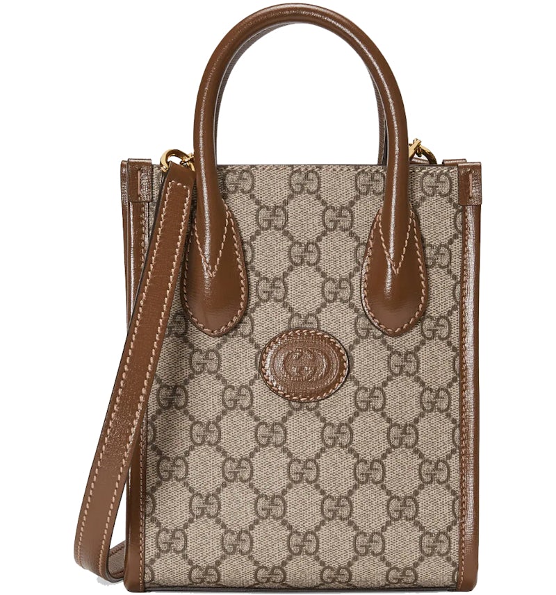 Gucci Mini Tote Bag with Interlocking G Beige/Ebony in Canvas with