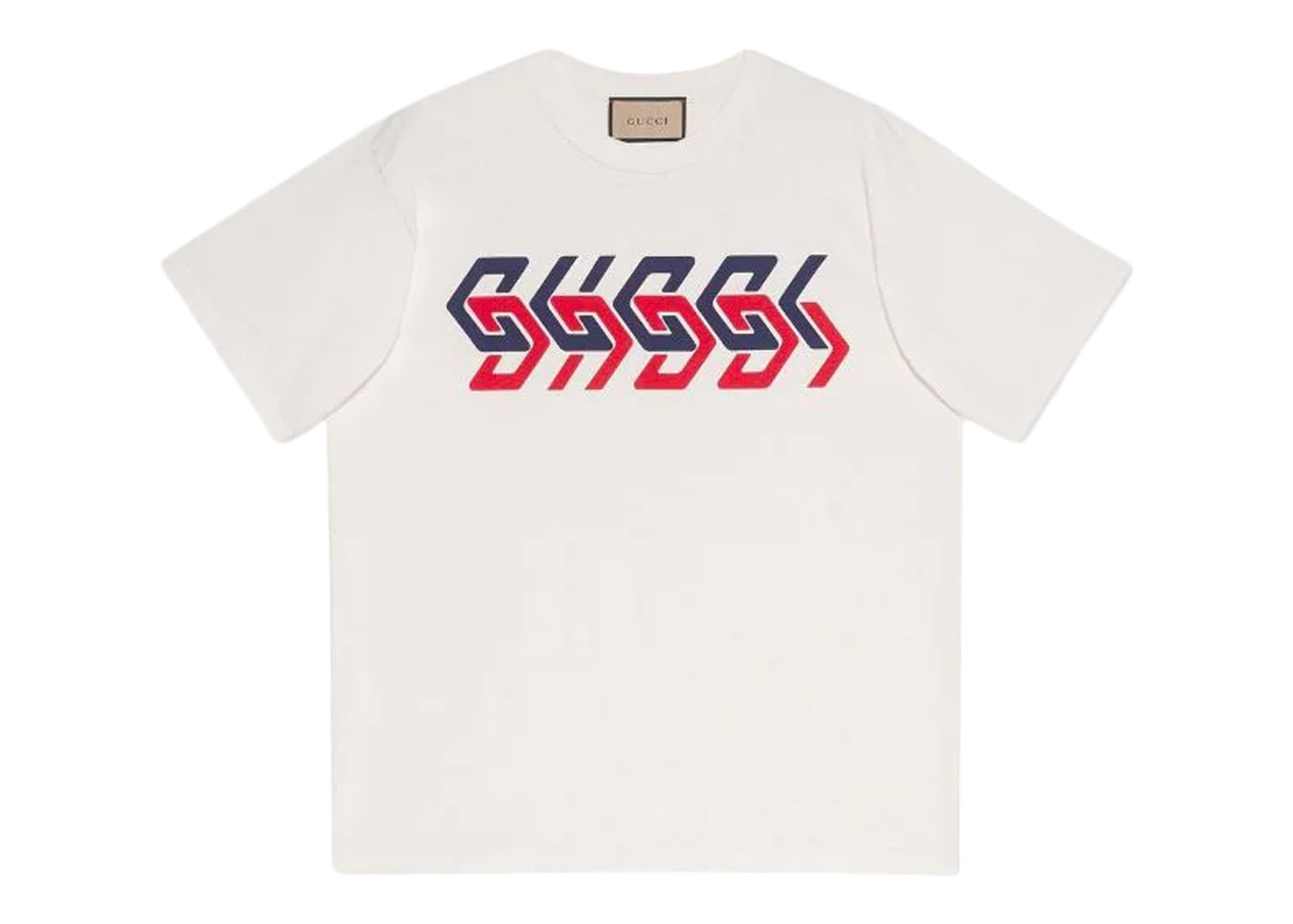 Gucci Mirror Logo-Print Short-Sleeve T-shirt White/Red/Blue